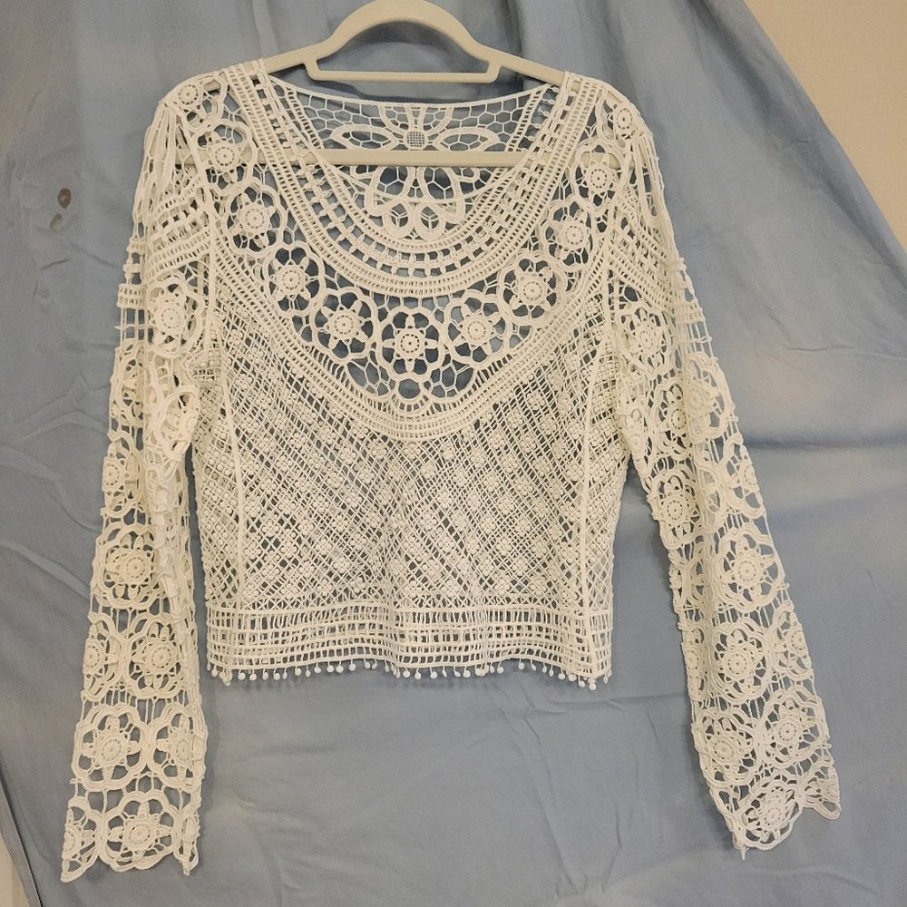 Sundance cotton lace short top, size M